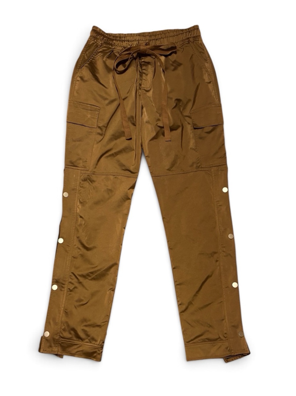 URKOOL Brown Satin Snap-Side Cargo Pants
